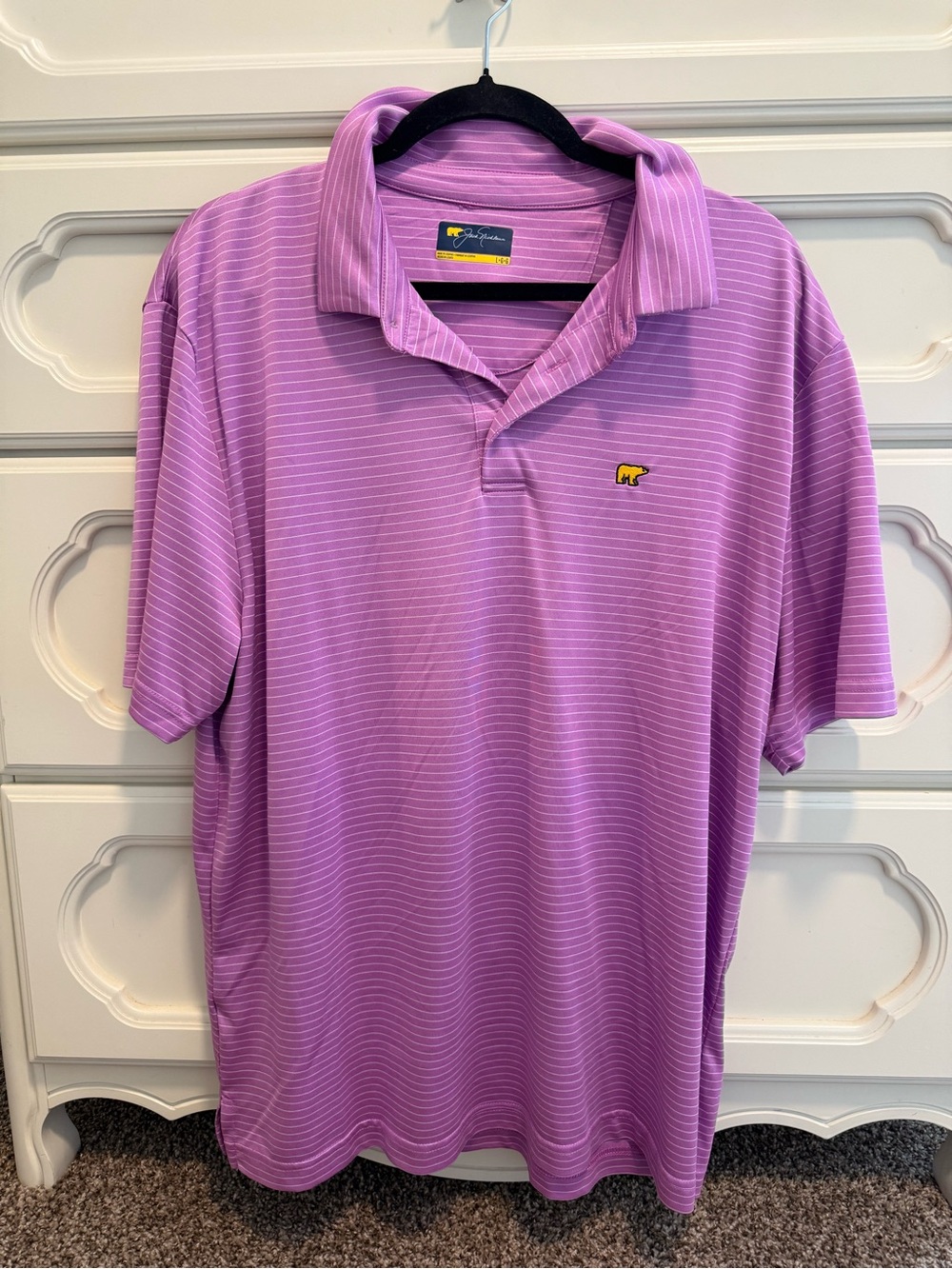 Men's Lavender Striped Polo size large